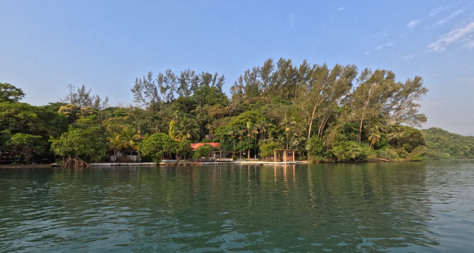 Reserva natural en zona lagunar con vegetación tropical vista desde el agua